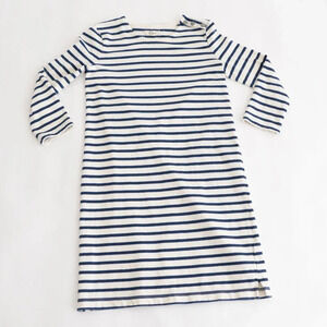 Madewell White Navy Stripe Half Sleeve A-Line  Heavy Knit Shift Midi Dress XXS